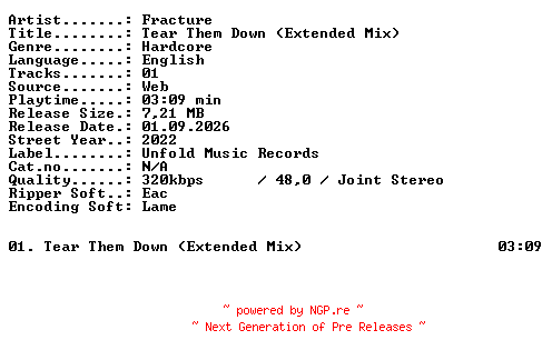 NFO for the release Fracture-Tear_Them_Down_(Extended_Mix)-SINGLE-WEB-2022-XTC_iNT by XTC_iNT