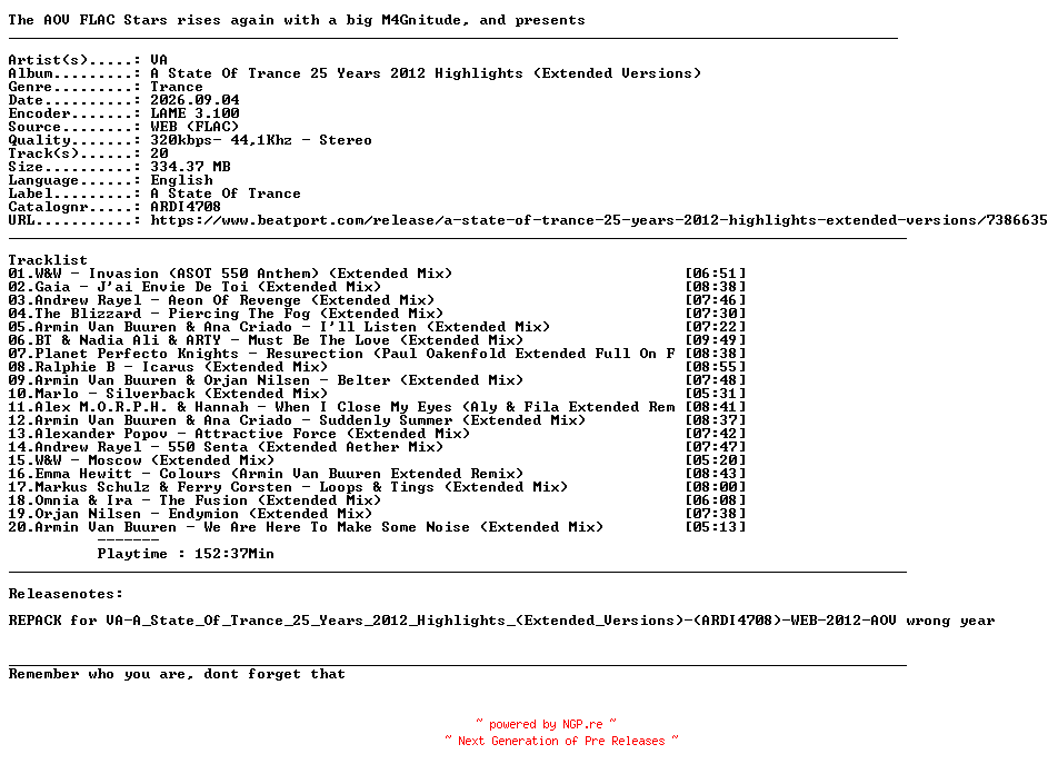 NFO for the release VA-A_State_Of_Trance_25_Years_2012_Highlights_(Extended_Versions)-(ARDI4708)-REPACK-WEB-2026-AOV by AOV