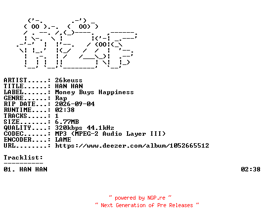NFO for the release 26keuss-HAN_HAN-SINGLE-WEB-FR-2026-AZF by AZF