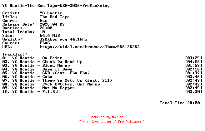 NFO for the release YG_Hootie-The_Red_Tape-WEB-2026-PreMaxXxing by PreMaxXxing