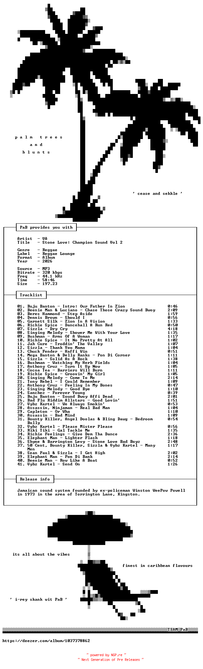 NFO for the release VA-Stone_Love-Champion_Sound_Vol_2-WEB-2026-PaB by PaB