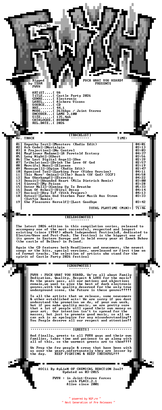 NFO for the release VA-Castle_Party_2026-Limited_Edition-CD-2026-FWYH by FWYH