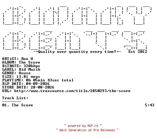 NFO for the release Ron_H-The_Score-(BM496)-SINGLE-WEB-2026-BB by BB