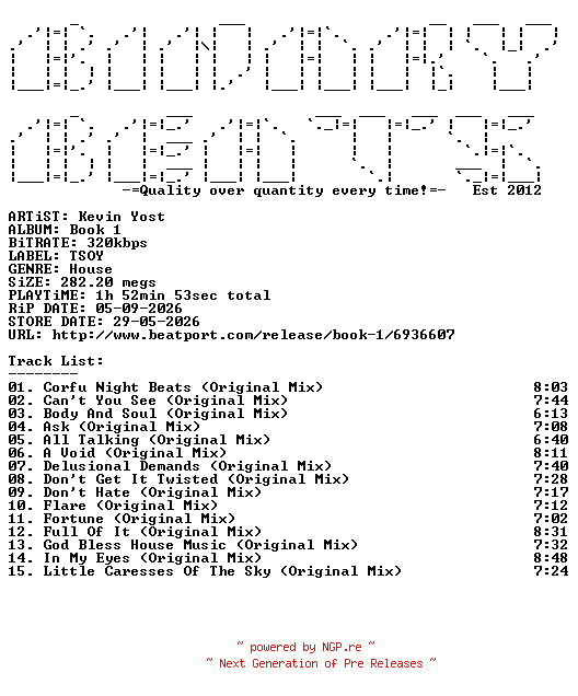 NFO for the release Kevin_Yost-Book_1-(TSOY1154D25TRSPDBP)-WEB-2026-BB by BB