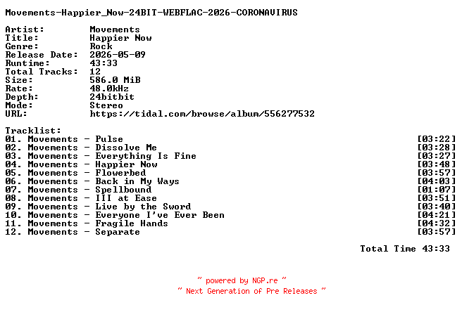 NFO for the release Movements-Happier_Now-24BIT-WEBFLAC-2026-CORONAVIRUS by CORONAVIRUS