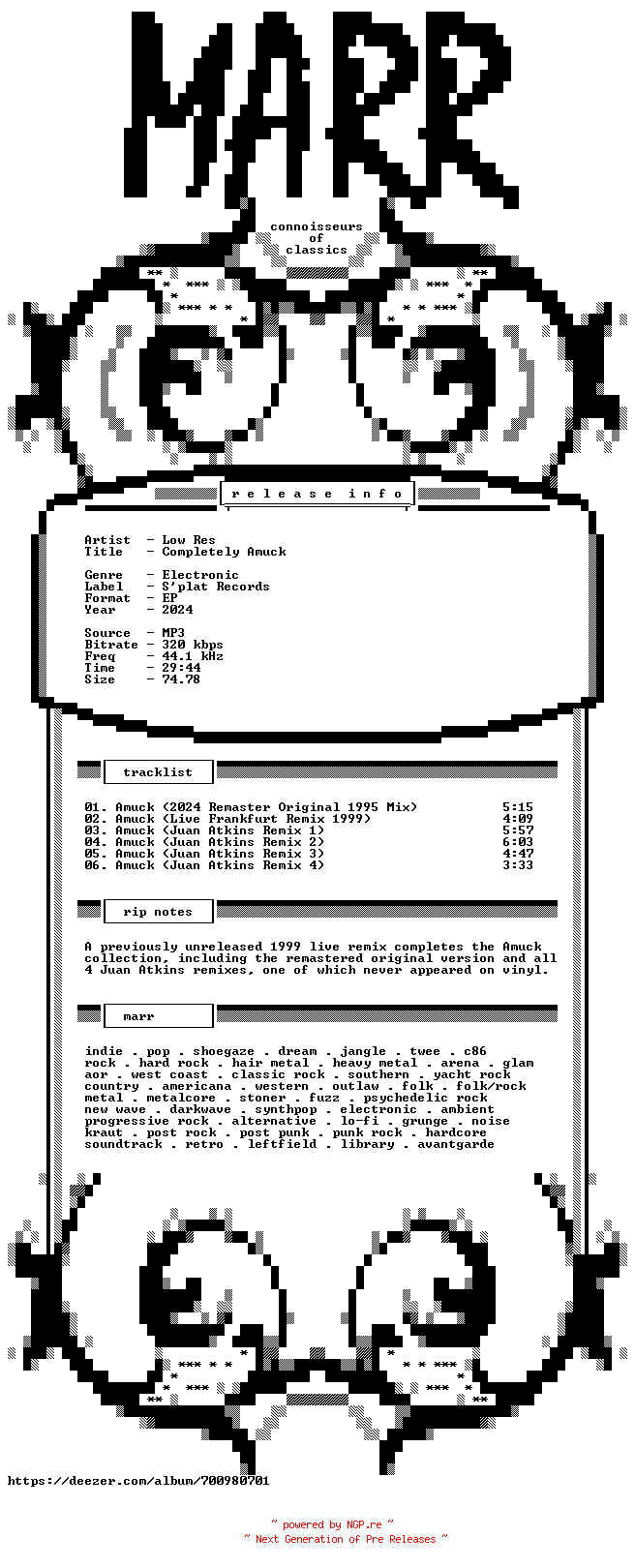 NFO for the release Low_Res-Completely_Amuck-EP-WEB-2024-MARR by MARR