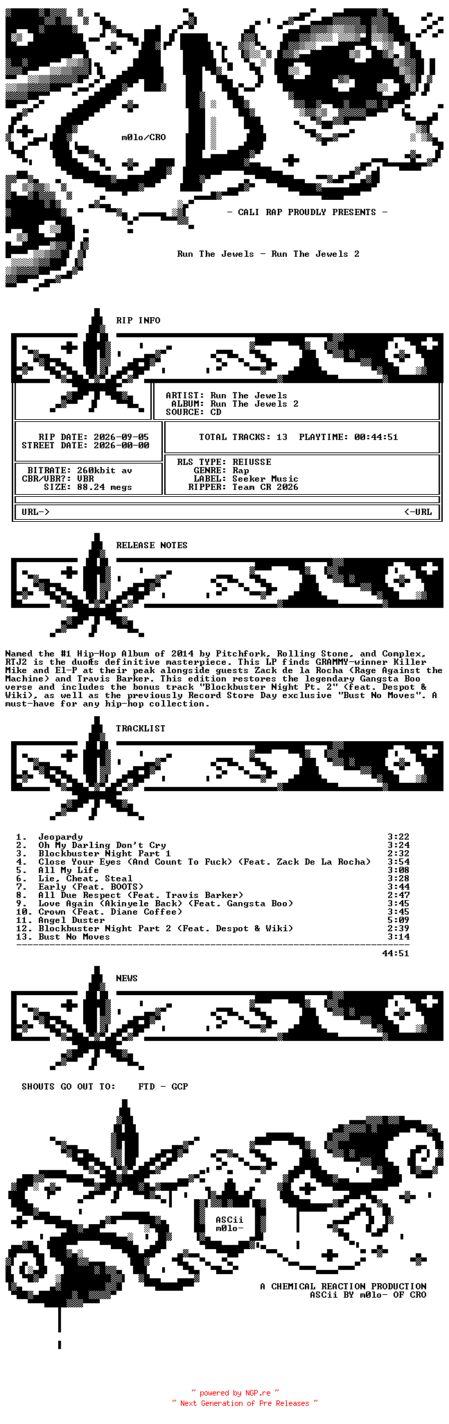 NFO for the release Run_The_Jewels-Run_The_Jewels_2-REISSUE-2026-CR by CR