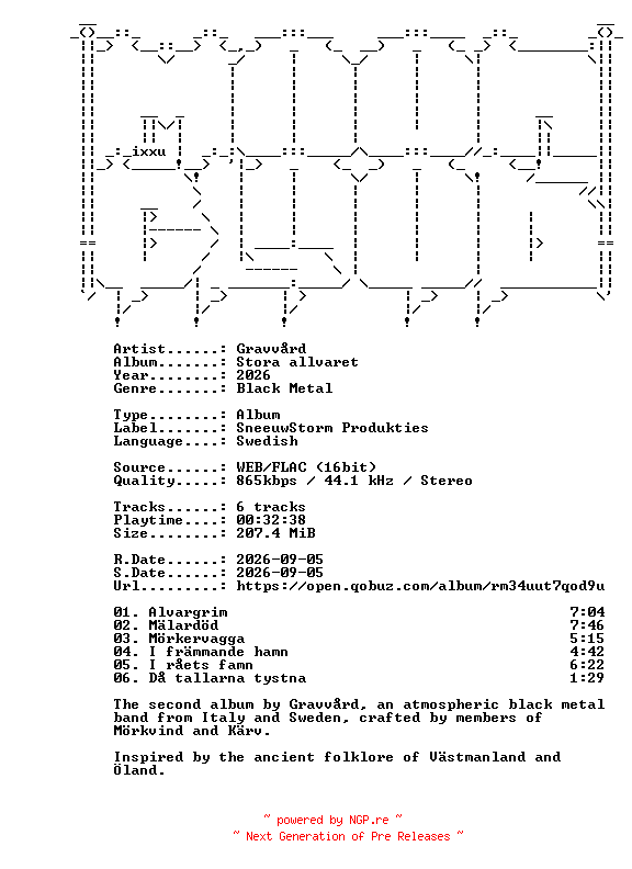 NFO for the release Gravvaard-Stora_allvaret-SE-16BIT-WEB-FLAC-2026-MOONBLOOD by MOONBLOOD