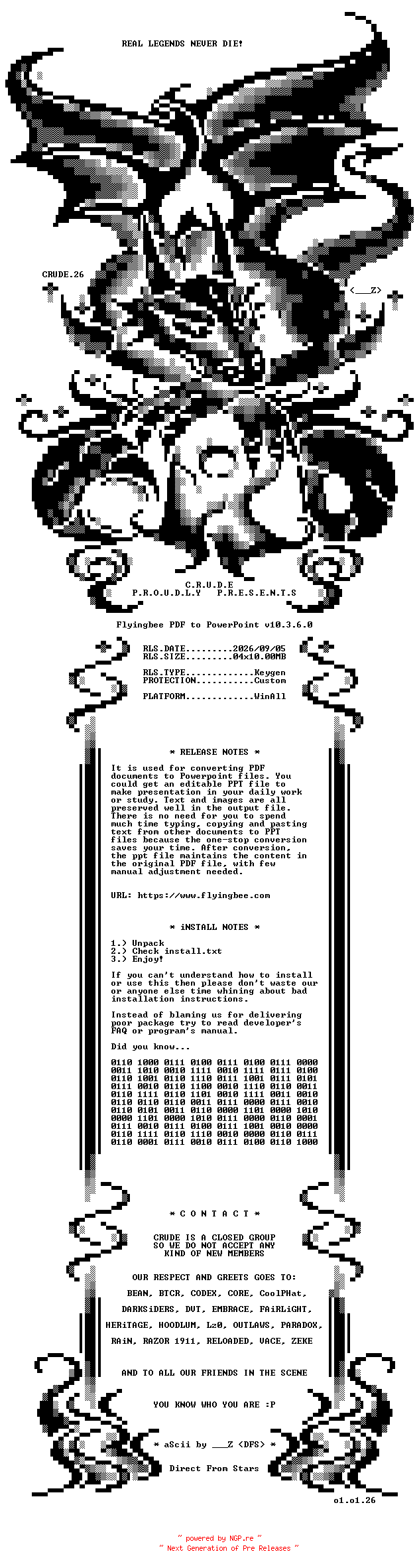 NFO for the release Flyingbee.PDF.to.PowerPoint.v10.3.6.0-CRD by CRD