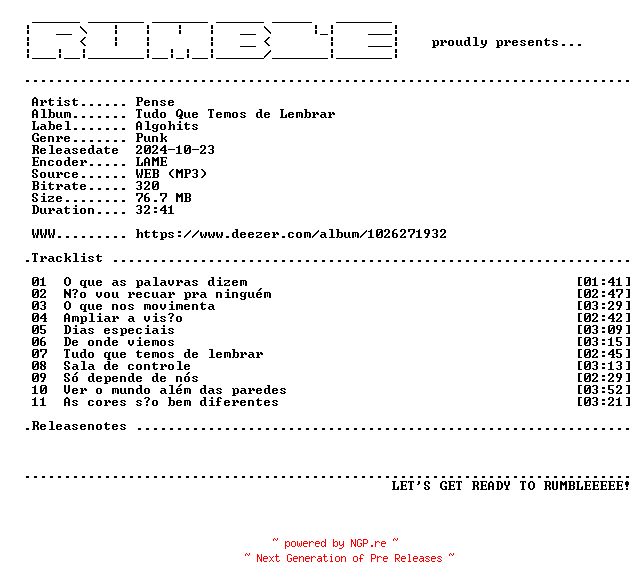 NFO for the release Pense-Tudo_Que_Temos_de_Lembrar-(WEB)-BR-2024-RUMBLE by RUMBLE