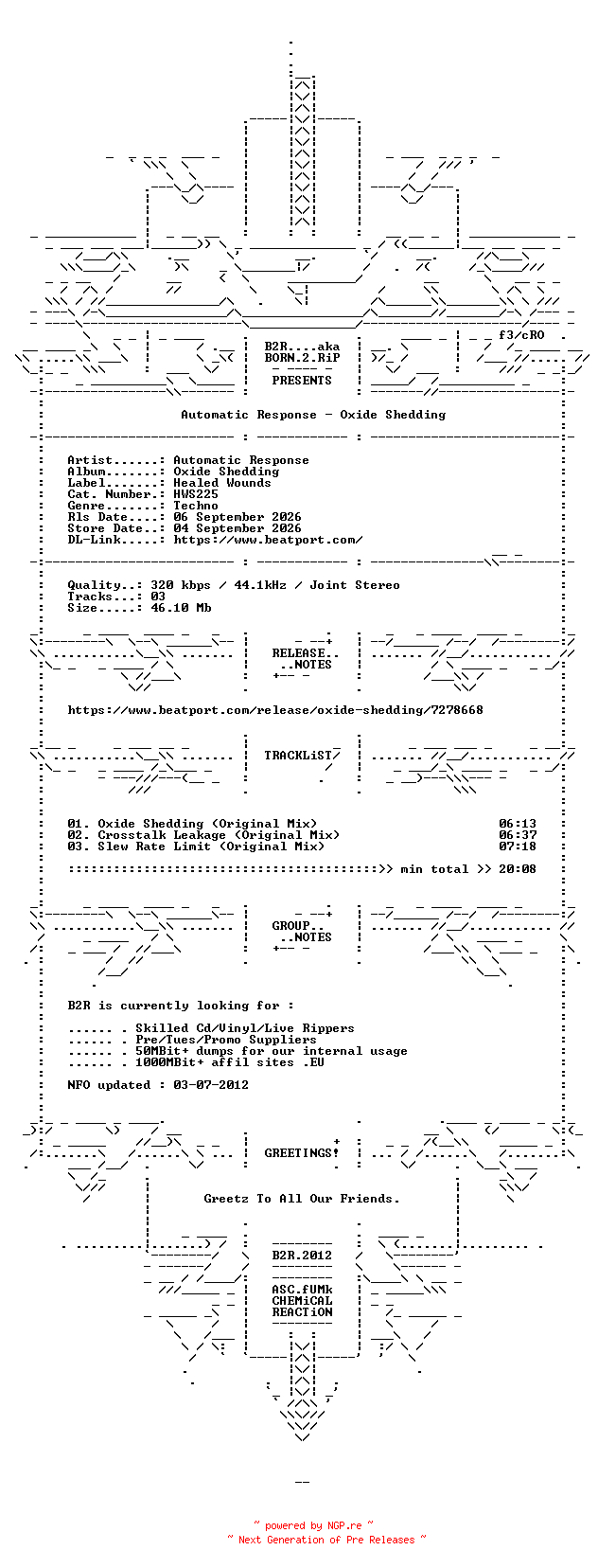 NFO for the release Automatic_Response-Oxide_Shedding-(HWS225)-WEB-2026-B2R by B2R