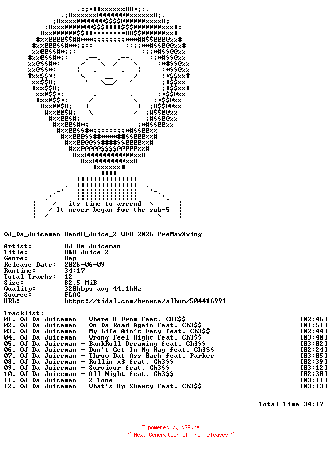 NFO for the release OJ_Da_Juiceman-RandB_Juice_2-WEB-2026-PreMaxXxing by PreMaxXxing