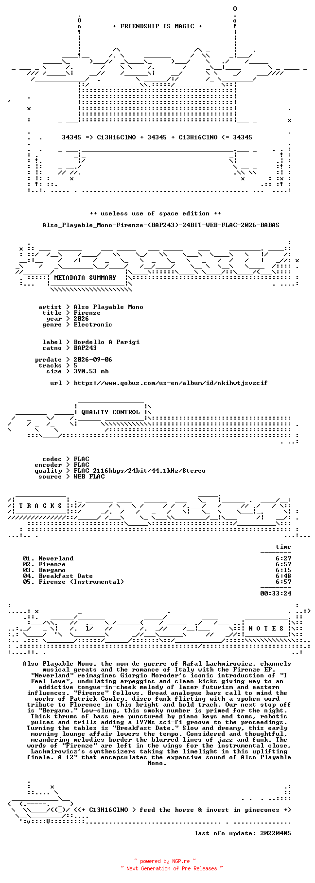 NFO for the release Also_Playable_Mono-Firenze-(BAP243)-24BIT-WEB-FLAC-2026-BABAS by BABAS