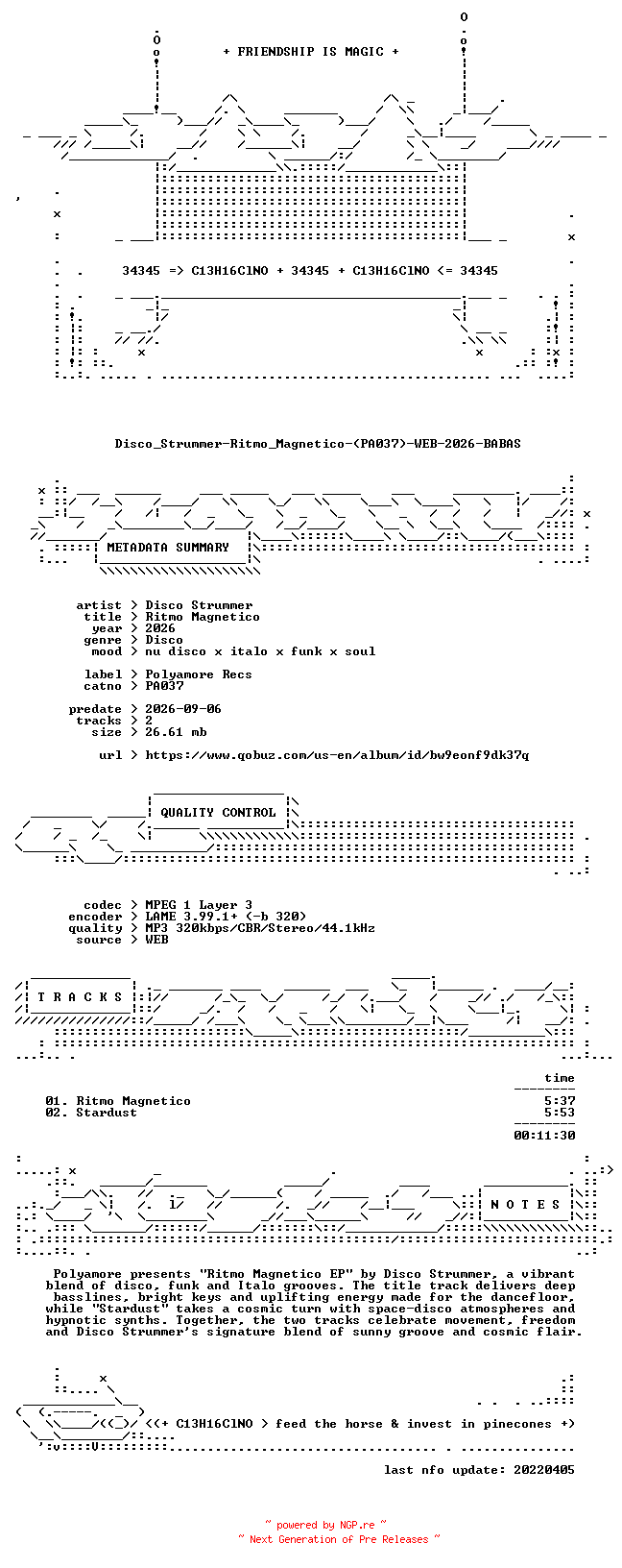 NFO for the release Disco_Strummer-Ritmo_Magnetico-(PA037)-WEB-2026-BABAS by BABAS