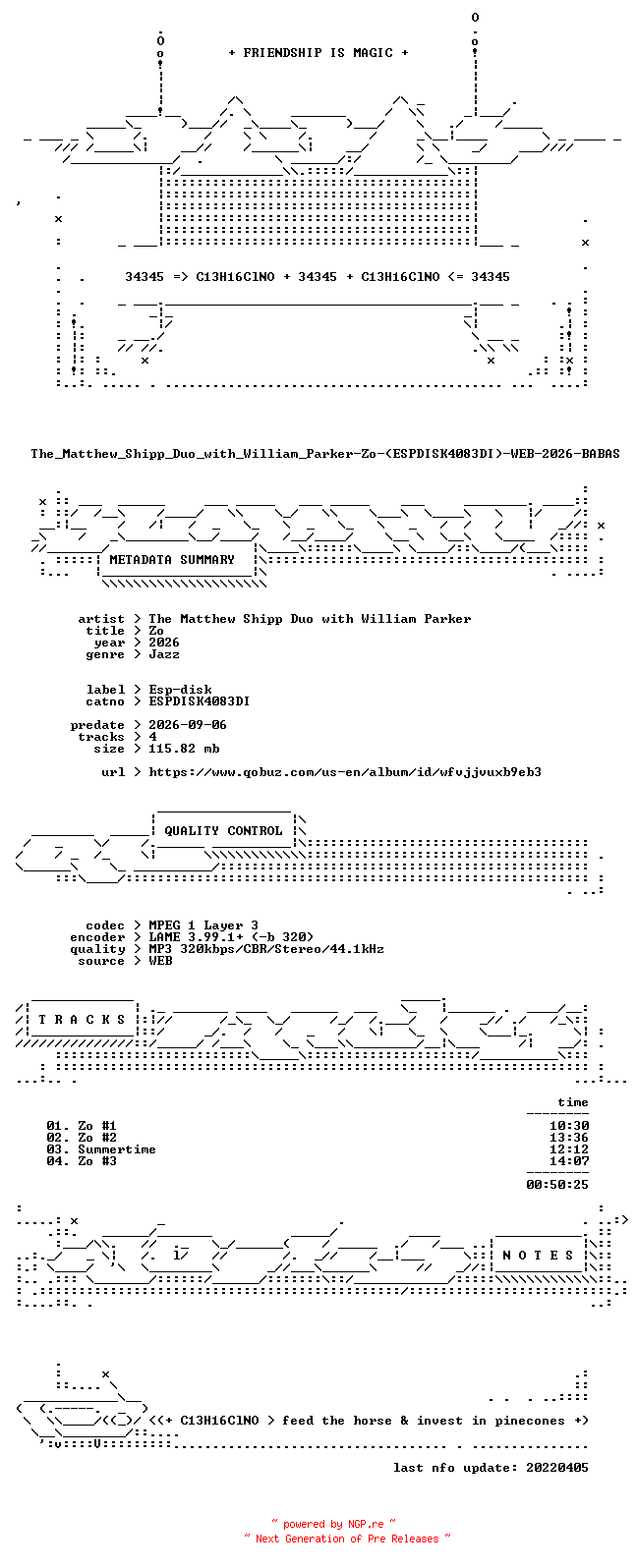 NFO for the release The_Matthew_Shipp_Duo_with_William_Parker-Zo-(ESPDISK4083DI)-WEB-2026-BABAS by BABAS