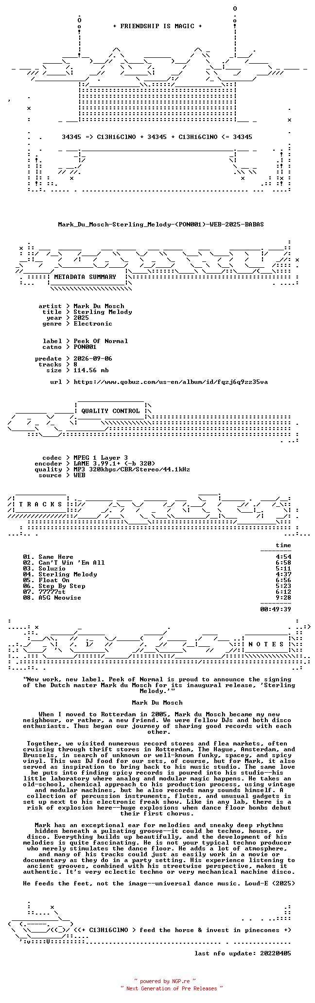 NFO for the release Mark_Du_Mosch-Sterling_Melody-(PON001)-WEB-2025-BABAS by BABAS
