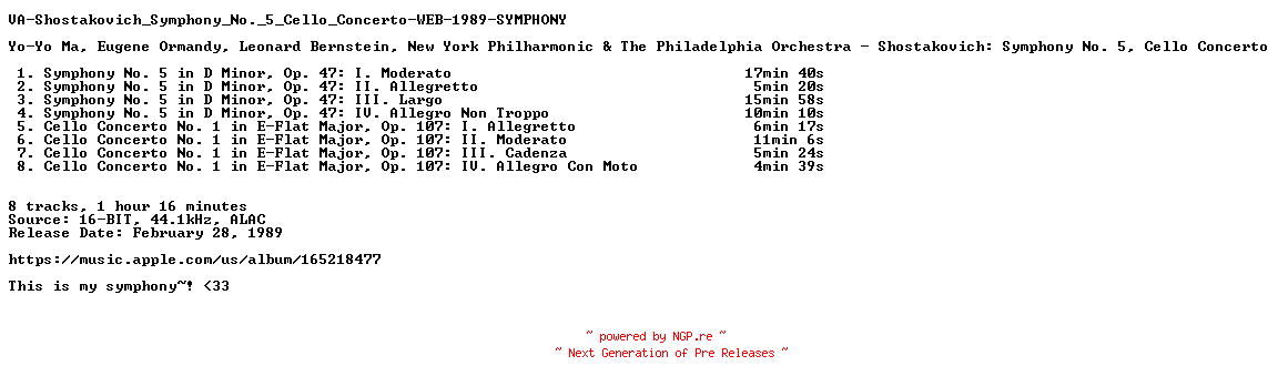 NFO for the release VA-Shostakovich_Symphony_No._5_Cello_Concerto-WEB-1989-SYMPHONY by SYMPHONY