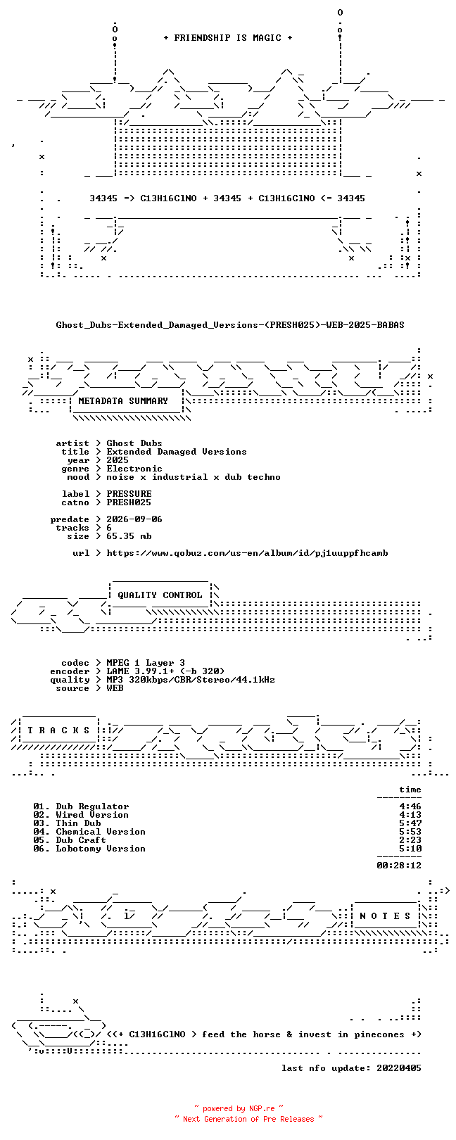 NFO for the release Ghost_Dubs-Extended_Damaged_Versions-(PRESH025)-WEB-2025-BABAS by BABAS