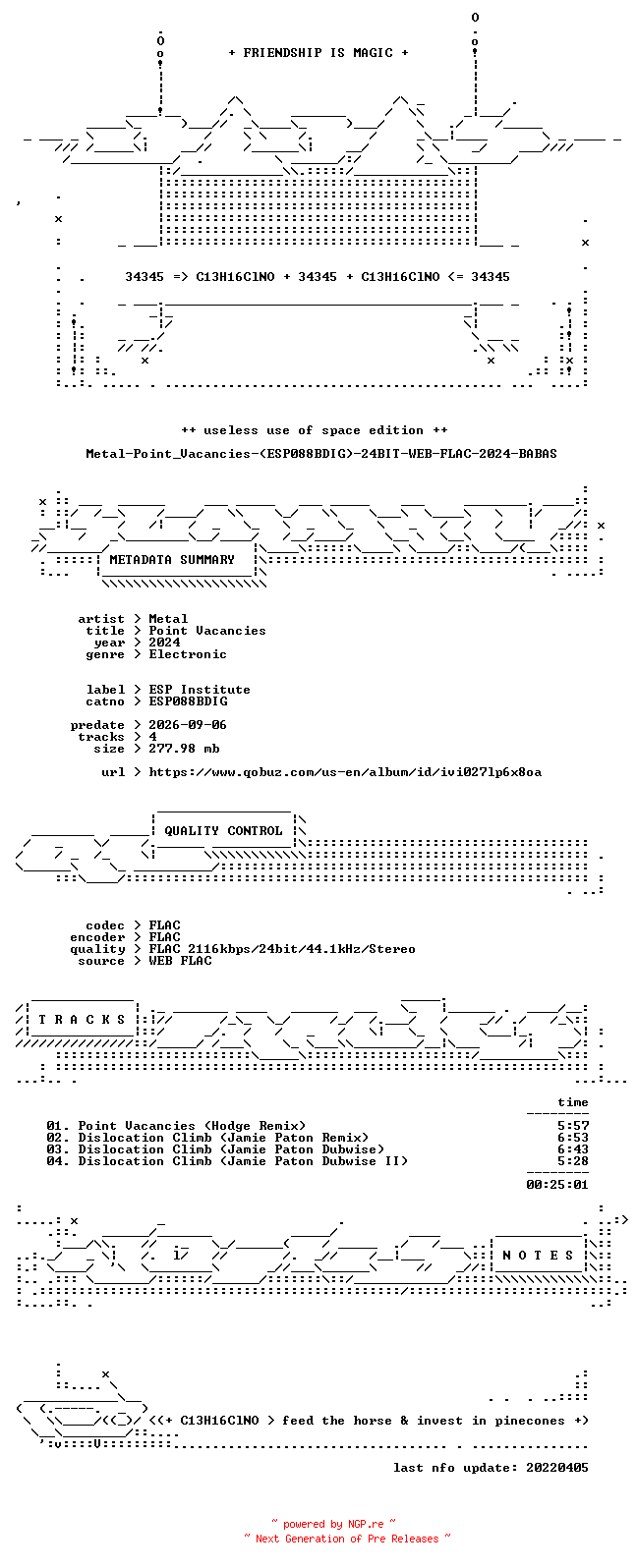 NFO for the release Metal-Point_Vacancies-(ESP088BDIG)-24BIT-WEB-FLAC-2024-BABAS by BABAS