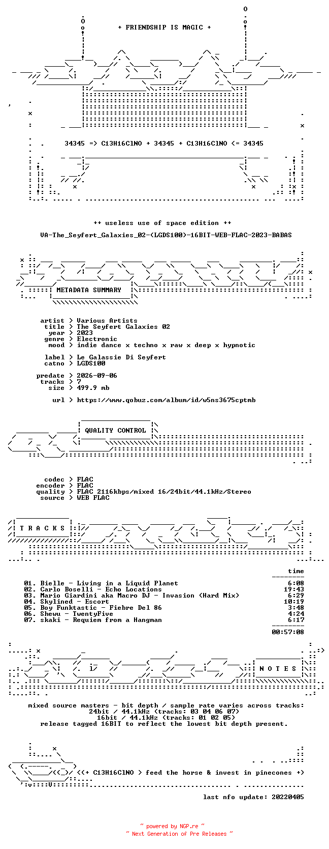 NFO for the release VA-The_Seyfert_Galaxies_02-(LGDS100)-16BIT-WEB-FLAC-2023-BABAS by BABAS