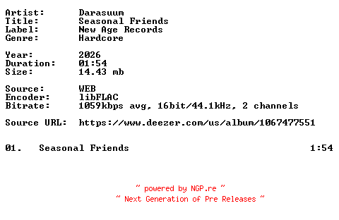 NFO for the release Darasuum-Seasonal_Friends-Single-16BIT-WEB-FLAC-2026-VEXED by VEXED