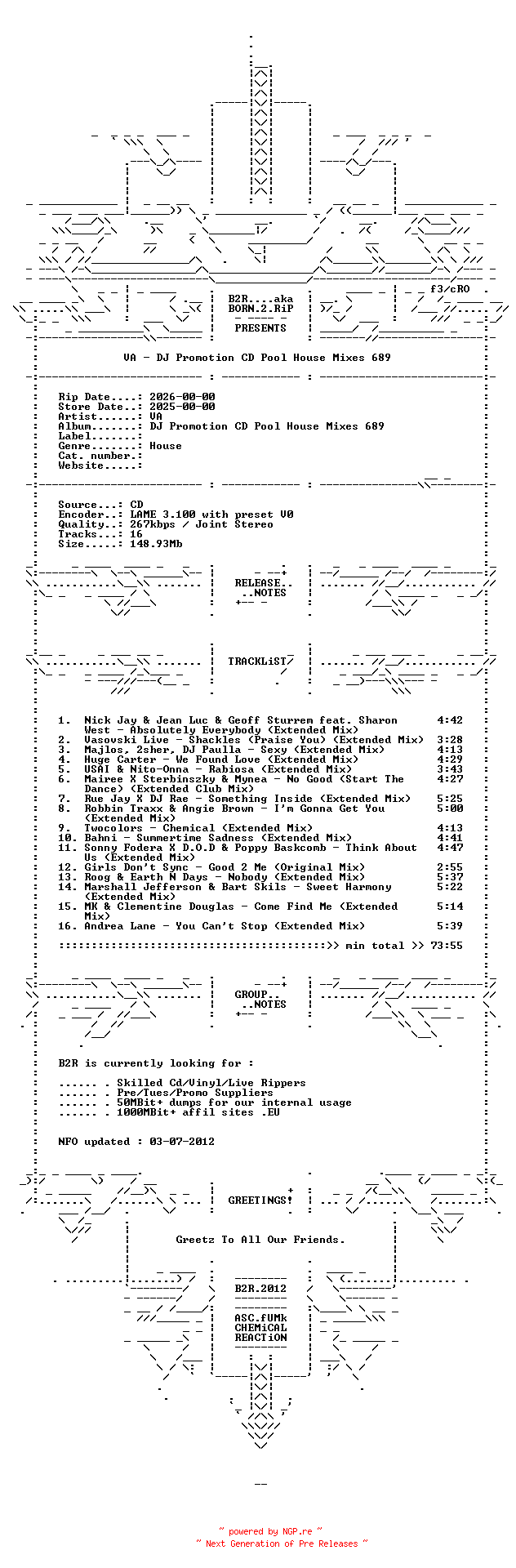 NFO for the release VA-DJ_Promotion_CD_Pool_House_Mixes_689-2025-B2R by B2R