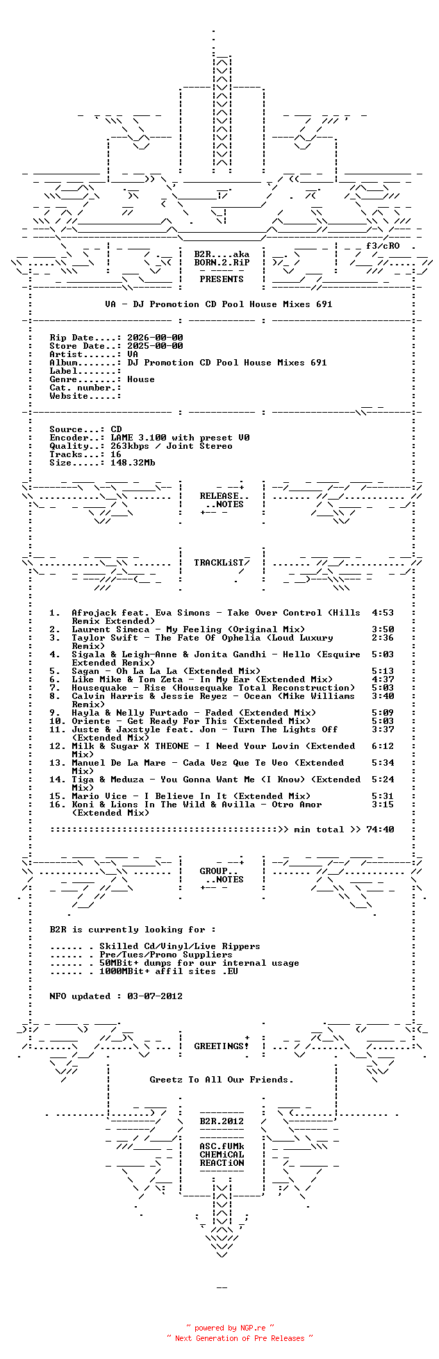 NFO for the release VA-DJ_Promotion_CD_Pool_House_Mixes_691-2025-B2R by B2R