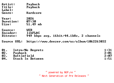 NFO for the release Payback-Payback-16BIT-WEB-FLAC-2026-VEXED by VEXED