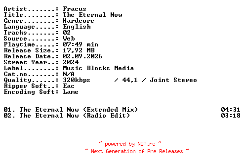 NFO for the release Fracus-The_Eternal_Now-WEB-2024-XTC_iNT by XTC_iNT