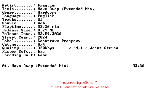 NFO for the release Fraqtion-Move_Away_(Extended_Mix)-SINGLE-WEB-2024-XTC_iNT by XTC_iNT