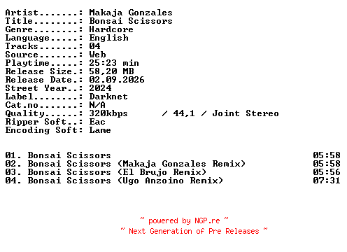 NFO for the release Makaja_Gonzales-Bonsai_Scissors-WEB-2024-XTC_iNT by XTC_iNT