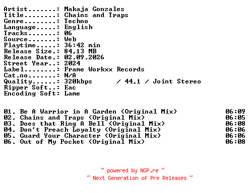 NFO for the release Makaja_Gonzales-Chains_and_Traps-WEB-2024-XTC_iNT by XTC_iNT