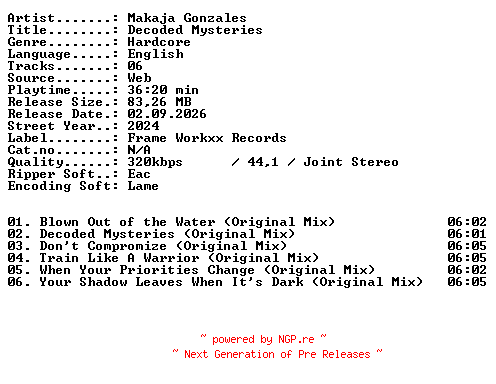 NFO for the release Makaja_Gonzales-Decoded_Mysteries-WEB-2024-XTC_iNT by XTC_iNT