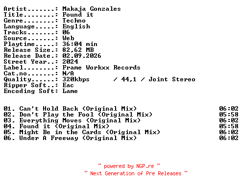 NFO for the release Makaja_Gonzales-Found_it-WEB-2024-XTC_iNT by XTC_iNT