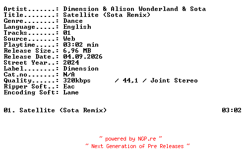 NFO for the release Dimension_and_Alison_Wonderland_and_Sota-Satellite_(Sota_Remix)-SINGLE-WEB-2024-XTC_iNT by XTC_iNT