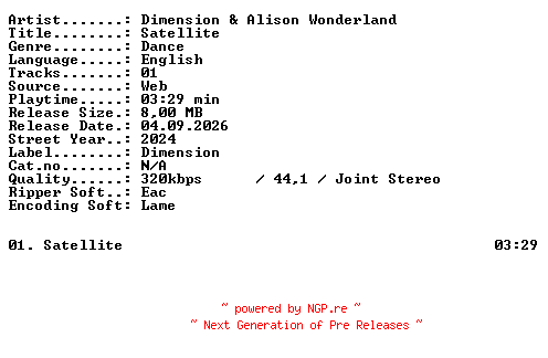 NFO for the release Dimension_and_Alison_Wonderland-Satellite-SINGLE-WEB-2024-XTC_iNT by XTC_iNT
