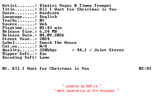 NFO for the release Dimitri_Vegas_and_Timmy_Trumpet-All_I_Want_for_Christmas_is_You-SINGLE-WEB-2024-XTC_iNT by XTC_iNT