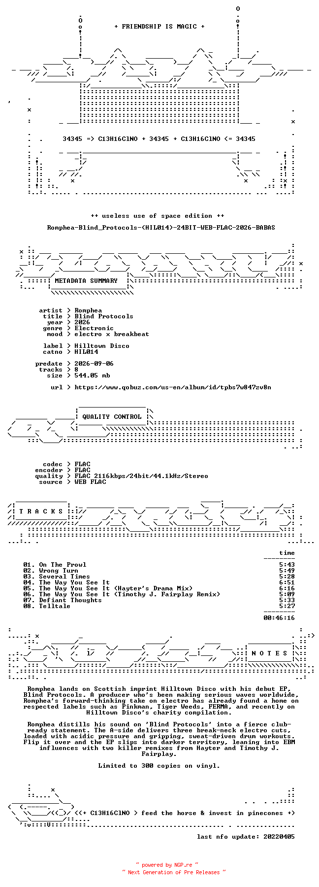 NFO for the release Romphea-Blind_Protocols-(HIL014)-24BIT-WEB-FLAC-2026-BABAS by BABAS