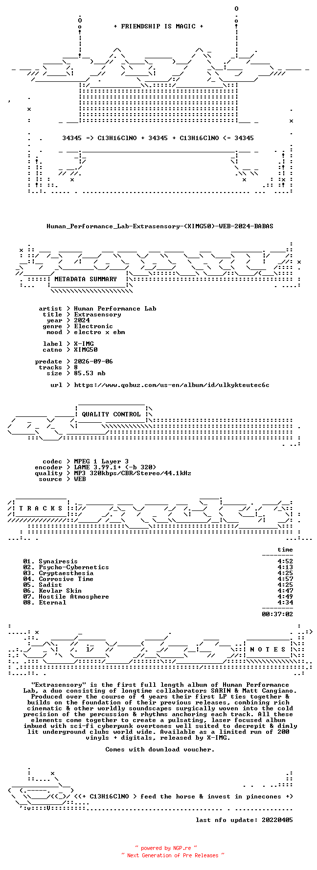 NFO for the release Human_Performance_Lab-Extrasensory-(XIMG50)-WEB-2024-BABAS by BABAS