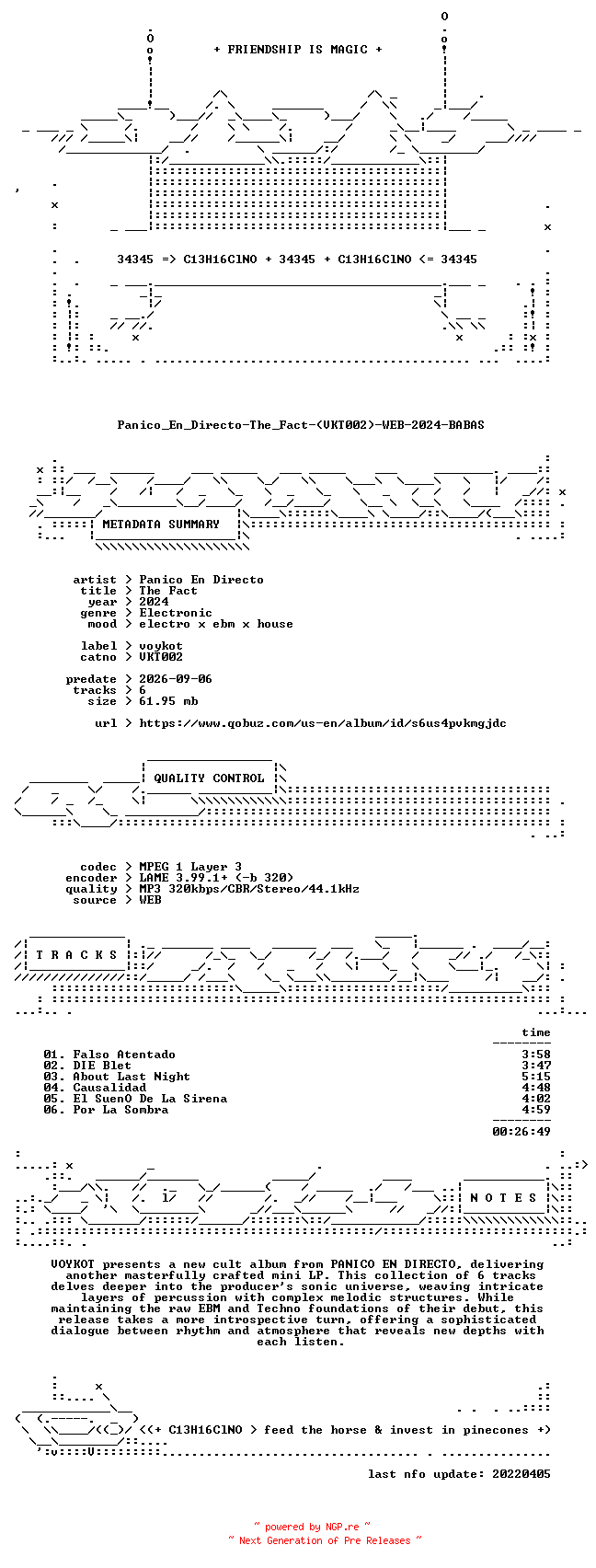 NFO for the release Panico_En_Directo-The_Fact-(VKT002)-WEB-2024-BABAS by BABAS