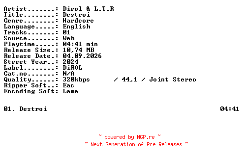 NFO for the release Dirol_and_LTR-Destroi-SINGLE-WEB-2024-XTC_iNT by XTC_iNT