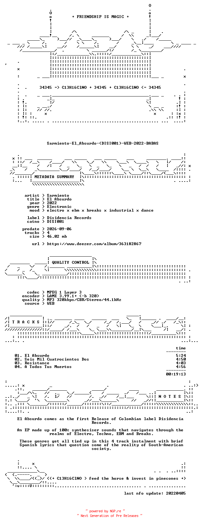 NFO for the release Sarmiento-El_Absurdo-(DISI001)-WEB-2022-BABAS by BABAS