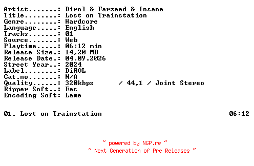 NFO for the release Dirol_and_Farzaed_and_Insane-Lost_on_Trainstation-SINGLE-WEB-2024-XTC_iNT by XTC_iNT
