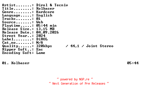 NFO for the release Dirol_and_Tecniv-Kolbaser-SINGLE-WEB-2024-XTC_iNT by XTC_iNT