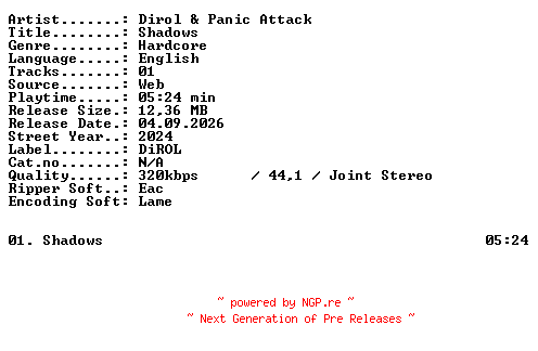 NFO for the release Dirol_and_Panic_Attack-Shadows-SINGLE-WEB-2024-XTC_iNT by XTC_iNT