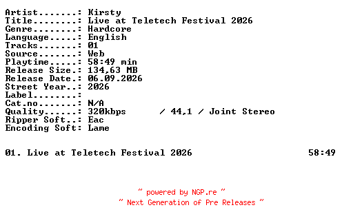 NFO for the release KIRSTY-Live_at_Teletech_Festival_2026-WEB-2026-XTC_iNT by XTC_iNT