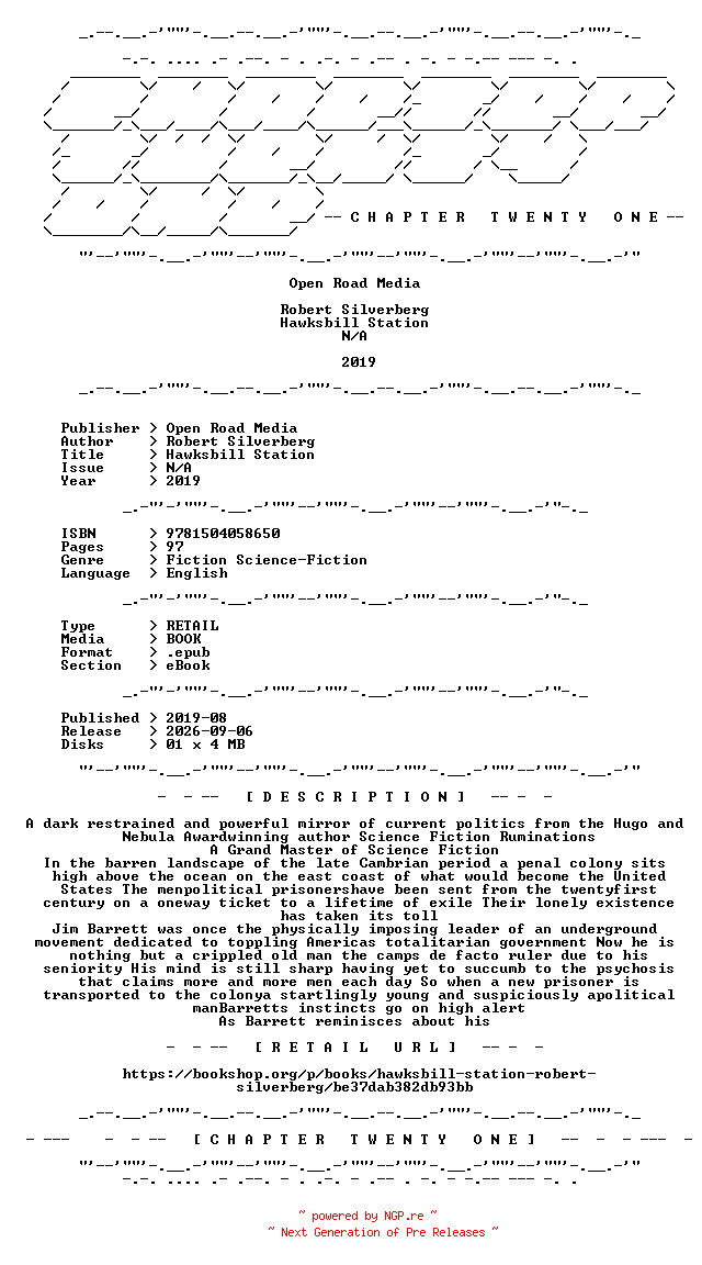 NFO for the release Robert.Silverberg.-.Hawksbill.Station.2019.RETAIL.EPUB.eBook-CTO by CTO