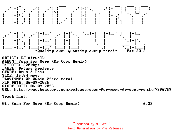 NFO for the release DJ_Airwalk-Scan_For_More_(Dr_Coop_Remix)-(FP016RB)-SINGLE-WEB-2026-BB by BB
