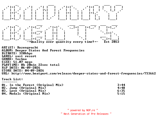 NFO for the release Rozengracht-Deeper_States_And_Forest_Frequencies-(VAR0030)-WEB-2026-BB by BB