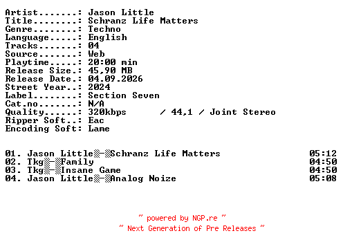 NFO for the release Jason_Little-Schranz_Life_Matters-WEB-2024-XTC_iNT by XTC_iNT